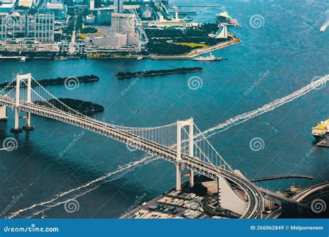 Aerial View of the Rainbow Bridge in Odaiba, Tokyo Stock Image - Image ...