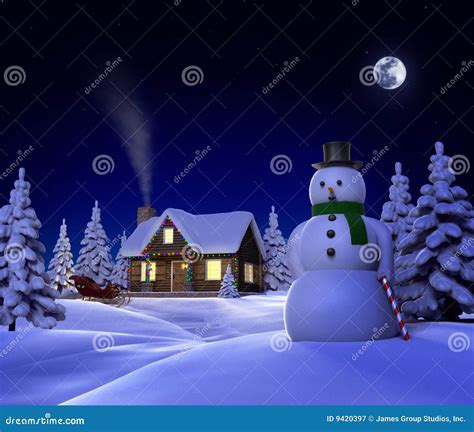 Christmas Snow Cabin stock illustration. Illustration of sleigh - 9420397