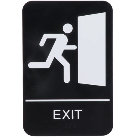 ADA Exit Sign with Braille - Black and White, 9" x 6"