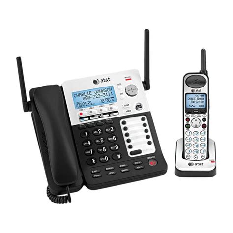 AT&T SB67138 SynJ Black / Silver 4 Line Corded / Cordless Phone System with DECT 6.0 Technology