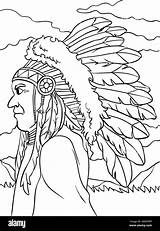 Native American Indian Chieftain Coloring Page Stock Vector Image & Art  sketch template