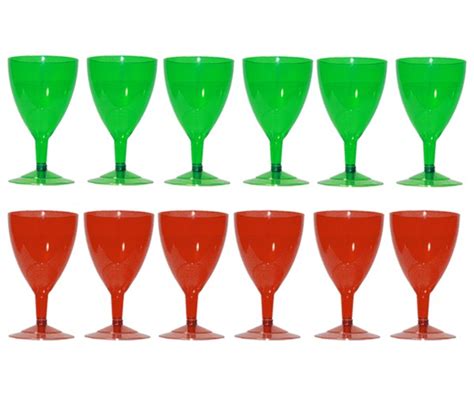 Disposable Plastic Party/Picnic Wine Glasses/Goblets Red/Green 12-36-108 Pack