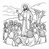 Premium Vector  Christian Jesus preaching coloring Page For Kids sketch template