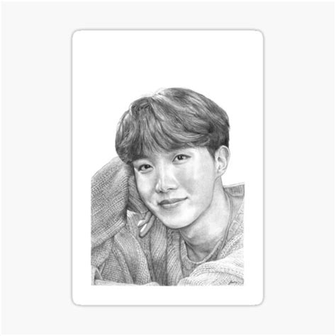 "J-Hope realistic pencil drawing" Sticker for Sale by honeybangtann | Redbubble