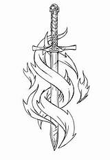 Coloring Pages Sword sketch template