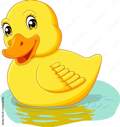 cute duck cartoon swimming Stock Vector | Adobe Stock