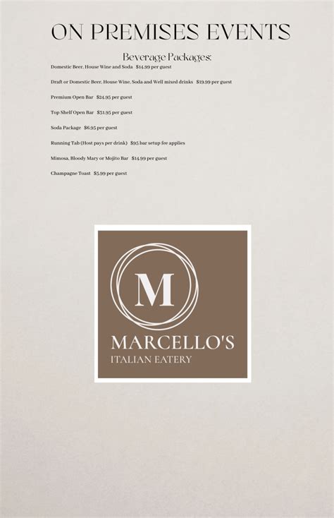 Our Menu - Marcello's Italian Eatery