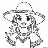 Cute Mexican Girl With Sombrero Coloring Page 52703 42189 sketch template