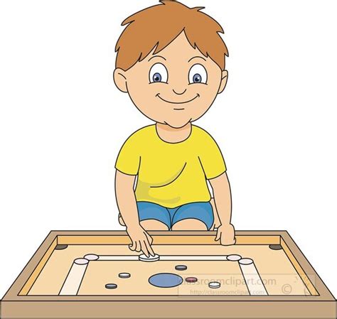 Outdoors and Recreation Clipart-boy playing carrom board clipart