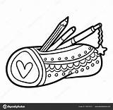 Coloring book Pencil case — Stock Vector © Ksenya Savva 195370512 sketch template