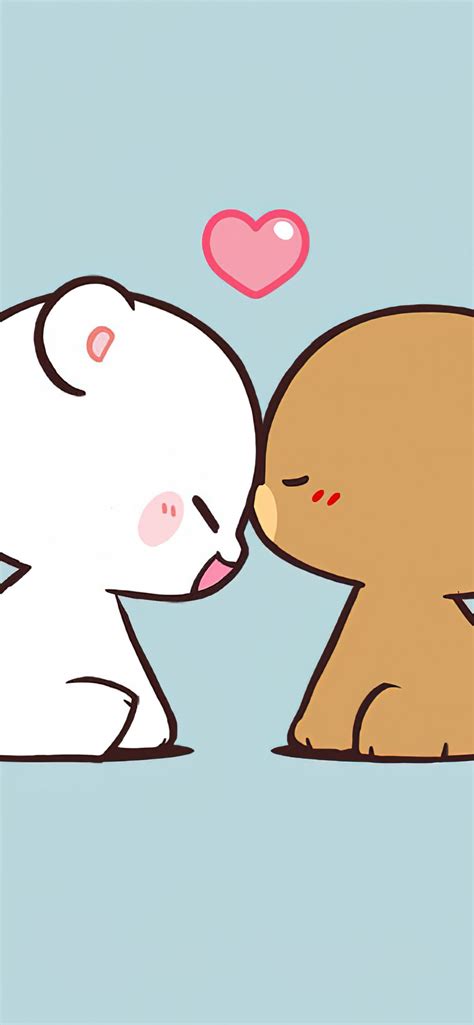 Milk & Mocha Bear Cute Kiss 4K Wallpaper