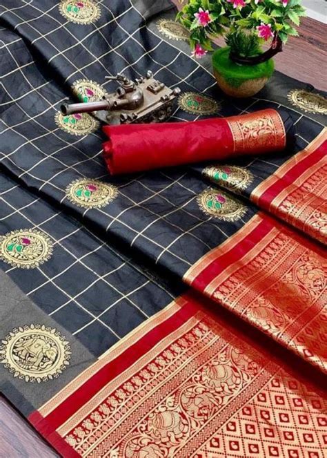 Buy Soft Silk Weaving With Weaving Butta Dark Grey Color Saree at Rs ...