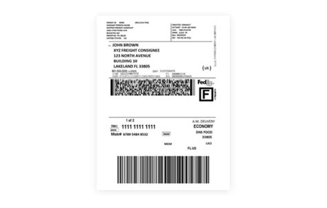 Online freight labels