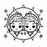 Gemini Zodiac Coloring Page  sketch template