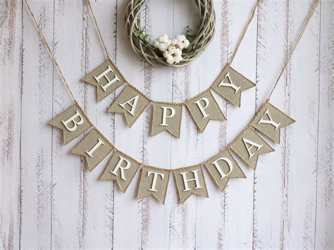 Rustic Birthday Banner Burlap Happy Birthday Banner Rustic | Etsy