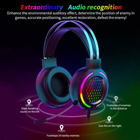 Gaming Headset 7.1 Stereo USB 3.5mm Wired RGB Light Headphones with Mic ...