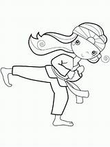 Cute Karate Girl sketch template