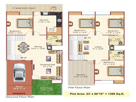 Duplex floor layouts.