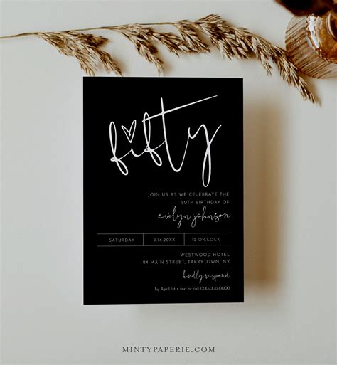 50th Birthday Invite, Modern Birthday Party Invitation, Photo Fifty ...