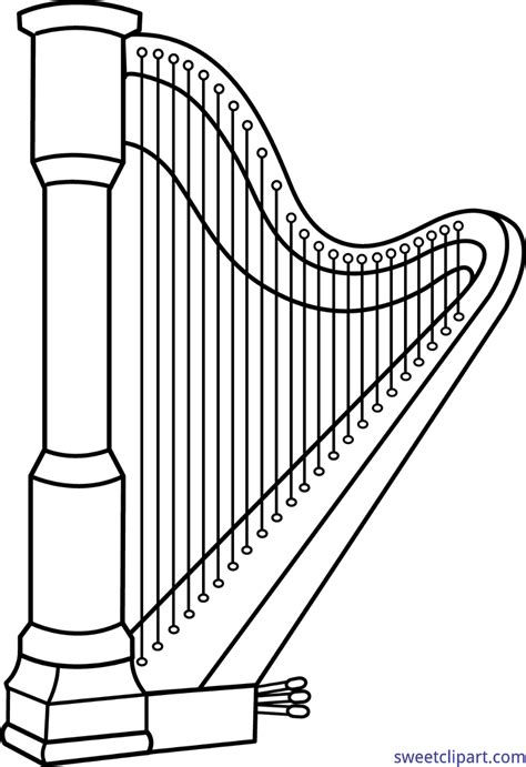 Cute Free Harp Clip Art and Coloring Pages