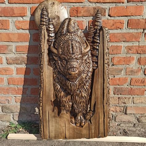 Panel Bison Wood Carving Wall Art Picture Wall Hangings - Etsy