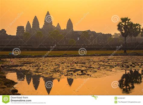 Angkor Wat at Sunrise stock image. Image of travelers - 52432407