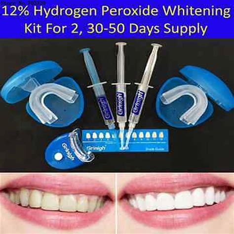 Grinigh 12% Hydrogen Peroxide Teeth Whitening Kit with LED Light 12% Peroxide Gel 10ml Home ...