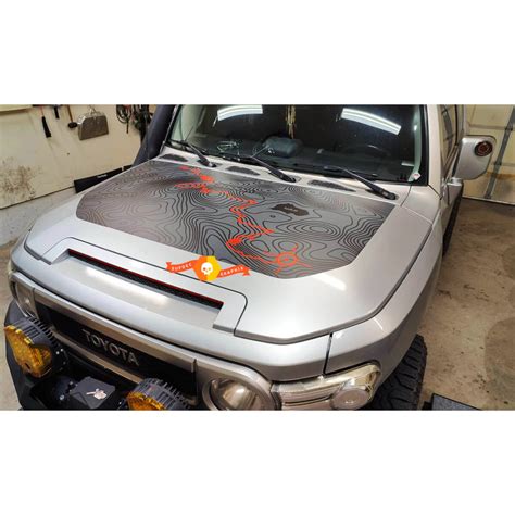 Hood blackout TOPO Pass Topographic Map wrap for Toyota FJ Cruiser decal
