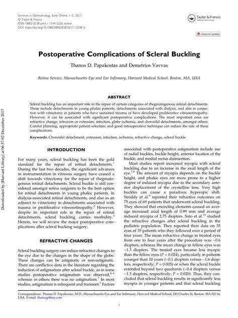 (PDF) Postoperative Complications of Scleral Buckling