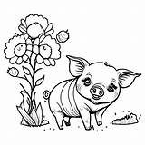 Adorable Pigs With Posies Coloring Page · Creative Fabrica sketch template