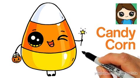 How to Draw Cute Candy Corn Easy Cartoon Food