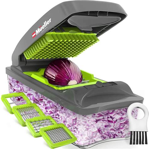 Mueller Onion Chopper 4 Blade Pro Series - Heavy Duty Multi Vegetable Fruit Cheese Chopper Dicer ...