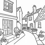 Charming French Village Coloring Page  Pagescom sketch template