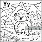 Coloring Book Colorless Alphabet Letter Y Yeti Stock Illustration  sketch template