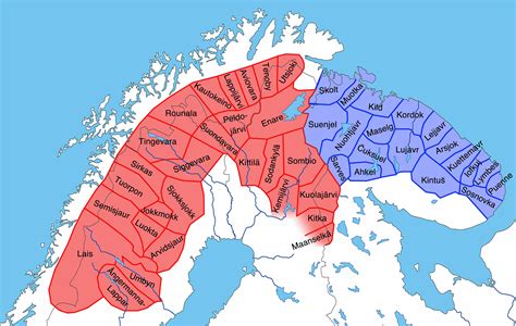 Sami community areas/villages ('lappbyar') in older times. It shows how ...