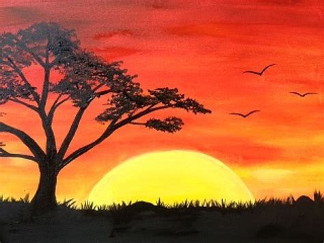 paint nite art - Google Search | Sunset painting, Watercolor landscape ...