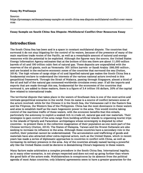 📚 Essay Sample on South China Sea Dispute: Multilateral Conflict Over ...