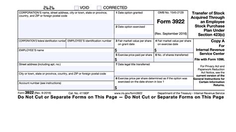 IRS Form 3922 Instructions - Reporting Employee Stock Purchases