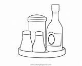 Two bottles On A Plate With One bottle In The Middle And Another  sketch template