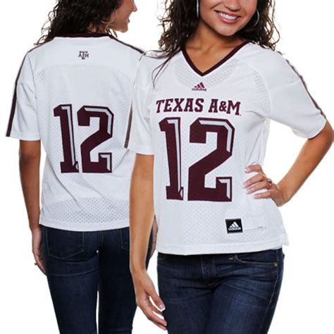 adidas Texas A&M Aggies #12 Women's Replica Football Jersey - White