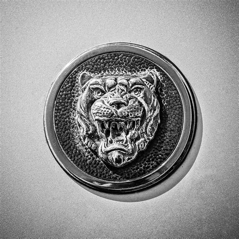 Jaguar Emblem -0056bw Photograph by Jill Reger