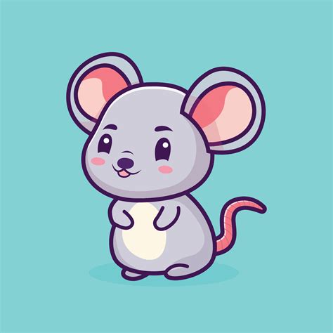 Cute little Rat cartoon vector illustration for comic and kids book illustration. Adorable Happy ...