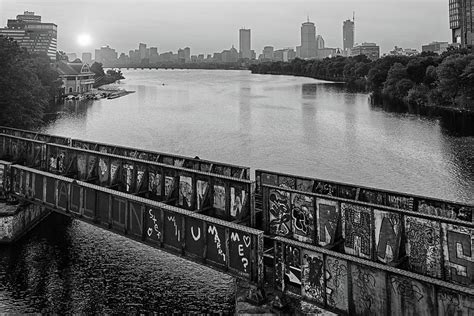 Golden Sunrise over Boston from the BU Bridge Graffiti Train Tracks ...