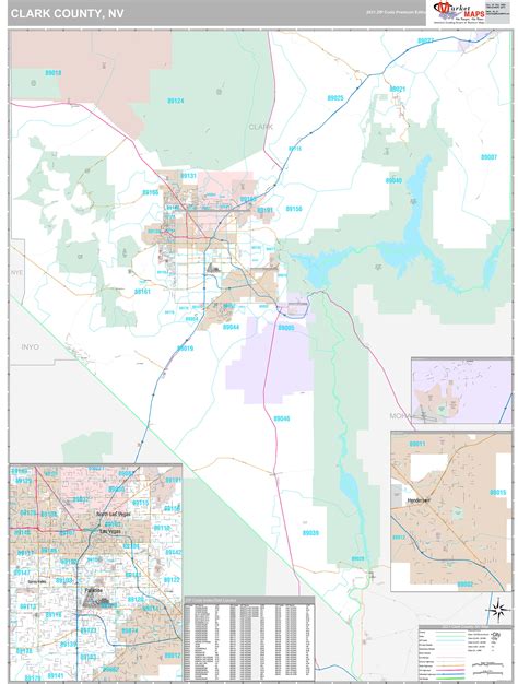 Clark County, NV Wall Map Premium Style by MarketMAPS - MapSales