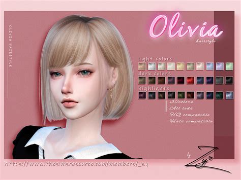 Olivia Hairstyle_Zy | Cabelo sims, The sims, The sims 4 cabelos