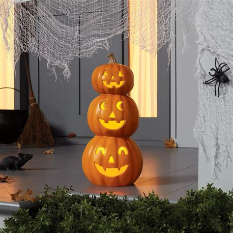 Target Light-Up Triple Stacked Orange Pumpkins Halloween Decorative ...