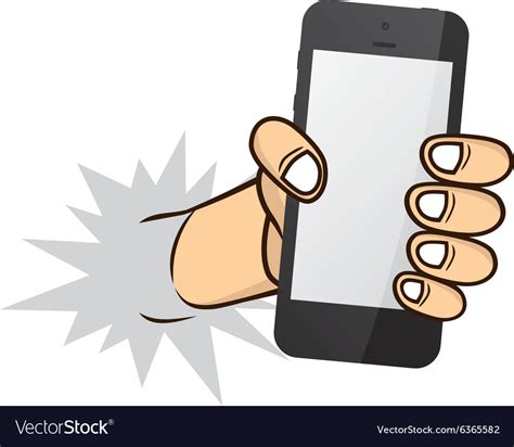 Cartoon hand holding phone Royalty Free Vector Image