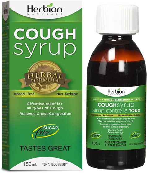 Herbion Naturals Sugar-Free Cough Syrup 5 fl oz - Effective Relief For All Types Of Cough, Chest ...