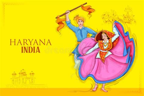 Man Performing Phag Folk Dance of Haryana, India Stock Illustration - Illustration of hinduism ...