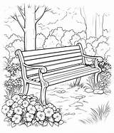 Park Bench Coloring Pages sketch template